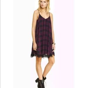 EXPRESS LACE TRIM PLAID V-NECK TRAPEZE DRESS sz SP